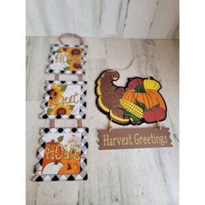 Thanksgiving home sweet home sunflower pumpkin hanging sign set